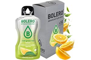 BOLERO & CO. LTD Bolero 12 Bustine Monodose da 3 gr. Gusto Iced Green Tea Lemon, Drink Bevanda Istantanea Tè Verde Limone - 12 x 3g