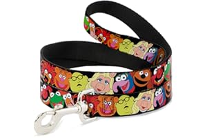 Buckle-Down Pet Leash - Muppets Faces Black - 6 Feet Long - 1.5" Wide
