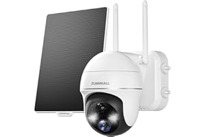 ZUMIMALL 2K Zewnętrzna kamera bezpieczeństwa,WiFi Zewnętrzna Kamera Monitoringu, 360° PTZ Solarna kamera zewnętrzna 2,4 GHz, kolorowym noktowizorem, czujnik ruchu PIR, dwukierunkowy dźwięk