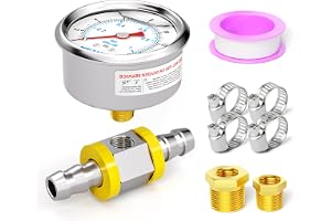 MEANLIN MEASURE 0~1BAR/15PSI 1/8 tum Glycerinfylld bränslemätare i rostfritt stål BSP 1,5 tum FACE DIAL, med 3/8 tum bränsleledning tryckadapter vätskefylld tryckmätare