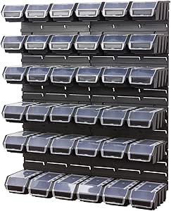 40 teiliges Werkstattwand Lagerregal inkl. Stapelboxen schwarz