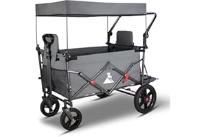 ‎TOPWELL TOPWELL Bollerwagen Faltbar mit Dach, Multifunktionaler Transport-Handwagen mit Bremsen, Vorderrädern 360°, Tragfähigkeit 120kg (grau)