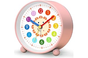 YsyYey Kinderwecker Ohne Ticken, Wecker Analog für Schulanfänger, Kinderwecker Lernwecker Jungen und Mädchen, Wecker Kinder mit Nachtlicht batteriebetrieben analog Quarzwecker