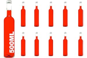 10 leere Glasflaschen 500 ml BOR Flasche Saftflaschen Flaschen mit Schraubverschluss zum selbst Abfüllen 0,5 Liter l Likörflaschen Schnapsflaschen Essigflaschen Ölflaschen Höhe 32 cm, von slkfactory