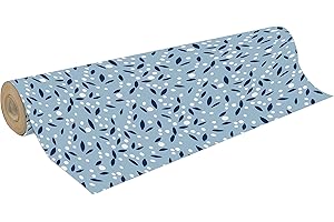 Clairefontaine 223859C - Une Bobine De Papier Kraft Brut Recyclé - Dimensions : 50mx70 cm - 70g - Motif : Pétales Bleues - Papier Recyclé, Idéal pour Emballage Cadeaux, DIY, Loisirs Créatifs