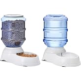 Amazon Basics Pet Water Dispenser, Dog Waterer and Feeder, Water Dispenser with 9.46L Capacity and Food Dispenser with 12 lbs