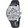 Thomas Earnshaw Mens 44mm Longitude Dual Time Automatic Skeleton Watch with 12 Hour Dual Time, Sun & Moon Display and Decorated Rotor