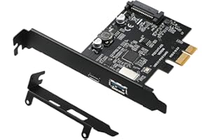 YBBOTT Controller PCI Express 1X per USB 3.1 Gen 2 (10 Gbit/s), scheda di espansione PCI-E per USB 3.1 (A+C) con connettore di alimentazione SATA a 15 pin per Windows 8/8.1/10/Linux.