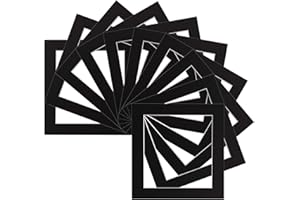 PAINTINGS FRAMES Pack of 5 Black Colour Instagram Square Bespoke Computer Cut Photo Mounts/Picture Mounts/Frame Mounts - Frame Size 10"x10" - Mount Size 6"x6"