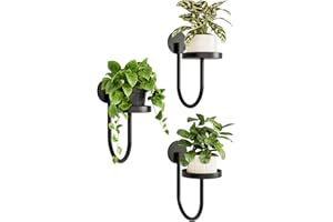 Bamworld Wall Mounted Flower Stand, Set of 3 - U Shape Metal Plant Rack for Living Room & Balcony, Hanging Wall Flower Pot Holder, Black