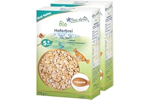 FLEUR ALPINE Bio Babybrei Hafer 2er Pack - Abendbrei Baby Haferflocken | Nahrhaftes Porridge | Einfache Zubereitung | Getreidebrei 5+ Monate ohne Zuckerzusatz | 2x7 Portionen