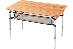 KingCamp Tavolo Pieghevole 100x65x45/52/65cm in Bamboo Regolabile in Altezza Tavolino Pieghevole Tavolino da Esterno Interno Portatile Salvaspazio Tavolo Campeggio Arrotolabile con Stoccaggio in Rete