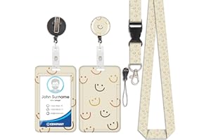 VIOJRLLY Smiley Lanyard Card Holder, ID Badge, Lanyard Card Holder, Cordón Desmontable con Clip Retráctil para Llavero, Tarjeta de Visita, Tarjeta de Puerta, Tarjeta de Identificación