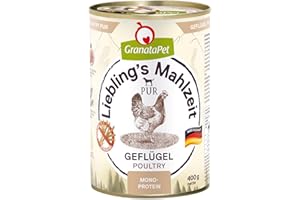 GranataPet Liebling's Mahlzeit Volaille Pur, 6 x 400 g, Nourriture Humide pour Chien, Nourriture pour Chien, sans céréales ni Sucre, Aliment Complet à Haute teneur en Viande et huiles de qualité