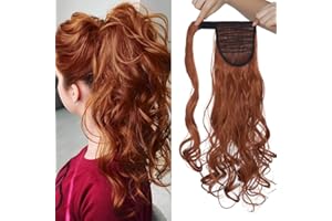 SEGO Extension Coda Capelli Clip Coda di Cavallo Finta Ponytail Extensions Hair Sintetici 43cm-mossi Castano Rossiccio