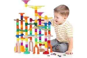 MAXTRONIC Marble Run,166PCS Building Construction STEM Toy Set for Kids Age 3-12Year,Solid Marble Race Track,Easy to Assemble Learning Educational Marble Rush,Gifts for Boys Girls
