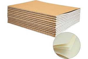 YBCPACK 12 Pack A5 Blank Notebooks Kraft Brown Cover Journal Notebook for Students, Travelers, Office - Memo Diary Subject Notebooks - 60 Blank Pages/30 Sheets