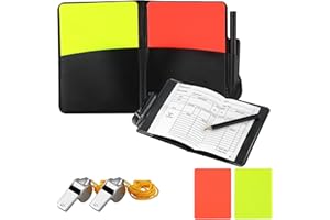 AMANDELIZABE 4 Pièces,Schiedsrichter Karten Set, Schiedsrichterkarten, PCV Rote Karte Gelbe Karte Mit Stiftezubehör Und 2 Whistle, Knackige Klangpfeifen Für Trainer, Schiedsrichter