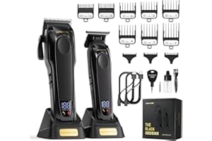 SUPRENT PRO Tondeuse Cheveux Professionnelle pour Homme - Moteur Sans Balais à Couple élevé et lame Amovible avec Revêtement DLC - Rasoir Barbe Homme Cadeau Kit de Tondeuse à Cheveux Sans Fil (noir)