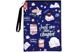 HJZHII Waterproof Book Sleeve, Just One More Chapter Book Covers with Zipper and Front Pocket Washable Books Protector for Readers Lovers Gifts Books Accessories for Travel Vacation