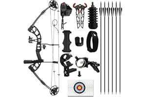 SERfawnCH Compound Bow Set, Full Black Tactical Design for Target Practice, 30-70lbs Adjustable Draw Weight