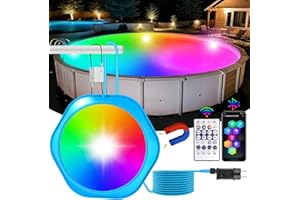 NATPOW 18W RGB Poolbeleuchtung, LED Unterwasser Teichbeleuchtung mit Magnet, Bluetooth APP Fernbedienung, IP68 wasserdicht, Timing Funktion Unterwasserleuchten für Stahlwandpools Framepools