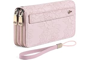 GAEKEAO Carteras de Mujer, Cartera Monedero Mujer Piel, Tarjeteros para Tarjetas de Credito, Bloqueo RFID Billetera, Monedero Tarjetero con Cremallera Doble