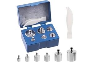 Wokape 7 pezzi, 5 misure, 5 g, 10 g, 20 g, 50 g, 100 g, kit di pesi di precisione in acciaio con pinzette, per bilancia gioielli e laboratorio di bilancia digitale