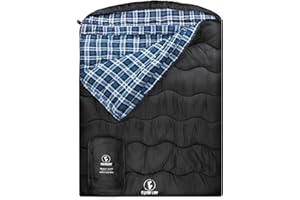 FORINBUY Sac de Couchage Double pour Adulte Sac de Couchage 2 Personnes Hiver, Doublure 100% Flanelle de Coton Pur,Chaud et Imperméable, pour Couple/Famille Camping Voyage Extérieur Intérieur Maison