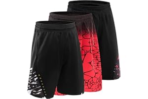 1Bests Set di 3 pantaloncini da corsa da uomo, ad asciugatura rapida, da corsa, basket, pantaloni sportivi