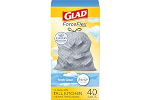 GLAD Tall Kitchen Bags, Drawstring, 13Gal. 40BG/BX, White, Sold as 1 Box