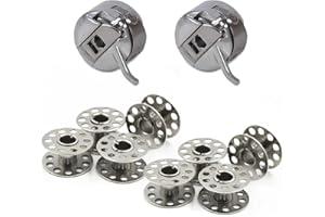 KJZEEX 2 Bobbin Case and 8 Metal Bobbins - Will Fit Singer, Brother, Janome, Toyota, New Home & More Domestic Sewing Machines