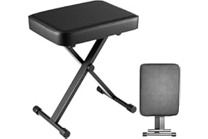 GENERIC Piano Stool X-Style Keyboard Stool Padded Folding Piano Bench Adjustable Height With High-Density Sponges Non-Skid Design Black