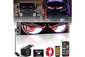 Gxpjycfob Devil Eyes Light for Truck, LED Devil Eyes for Trucks and Cars, Flexible LED Sign Soft Screen, Dynamic Colourful Digital Eye Lamp with APP Control for Car Windows, Party, Bar, 23.4" x 4.7"