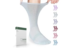 Bulinlulu Diabetic Socks with Grippers or without Grippers for Women&Men-6 Pairs Bamboo Non Binding Diabetic Crew Socks