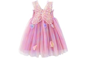 Miipat Vestido de Niña Bebé de Tul con Mariposas Niñas Princesas Vestidos Floral de Tutú Sin Mangas Bodas Fiestas de Cumpleaños Ropa para Niñas