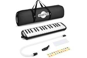 Shaevle Melodica 32 Tasten Air Piano Keyboard mit Tragetasche Mundstücke Tuben Melodica Instrument Geschenk Kinder Anfänger