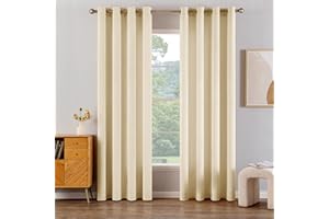 EMEMA Tende Morbide Oscuranti Isolanti Termiche in Velluto con Occhielli 2 Pannelli per Soggiorno e Camera da Letto 140 x 280 cm Bianco Latte