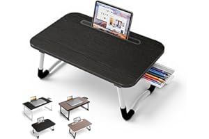 WEIQILE Small Laptop Bett Schreibtisch, Laptoptisch 48 × 30 cm für Frühstück im Bett, Arbeit, Homeoffice, Laptopständer für Sofa、Couch、 Tablett Tisch (Small Black 48x30)