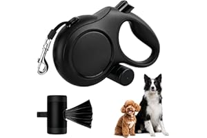 Ecofocet Guinzaglio per Cani Allungabile 8m (Fino a 50 kg), Guinzaglio Retrattile per Cani con Portasacchetti Integrato e Pulsante di Freno Rapido, Guinzaglio Esteso Senza Grovigli a 360°(Nero, 8m)