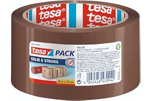 tesapack Solid & Strong förpackningstejp - 66 m x 50 mm, brun, 6 rullar | Kraftig förpackningstejp av PP-film - åldrings-, UV- och temperaturbeständig förpackningstejp - tystgående tejp