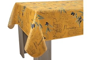 Le linge de Jules Nappe Anti-Taches Provence Jaune - Rectangle 150 x 300 cm