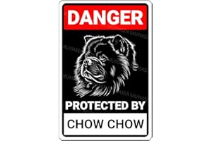 MUYIASER Panneau d'avertissement en aluminium « Danger Protected By Chow Chow Beware Of Dog » - 20,3 x 30,5 cm