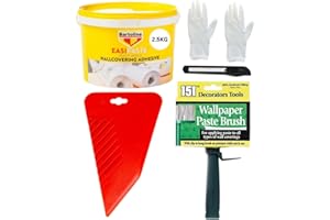 SWIFLEE AND CO Wallpaper Paste Kit - Includes 2.5kg Ready Mixed Adhesive, Smoother, Brush, Trimmer and Gloves - Complete All In One Kit Suitable For All Wallpaper