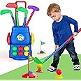 AM ANNA Toddler Golf Toy Set - Kids Golf Suitcase Game Play Set & Sports Toys with 6 Balls,4 Golf Sticks,2 Practice Holes,Toddler Indoor Outdoor Activity Play Game Gift for Boys Girls 3 4 5 6 Year Old
