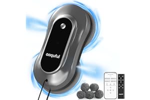 AOQUFUL intelligenter Fensterputzroboter, elektrischer Fensterputzer mit Dual-Wasserspray, automatischer Fensterroboter mit Fernbedienung und App, für Innen- und Außenfenster und Glas,12 Tücher, grau