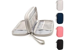 Ruyosn Organizador de Cables Resistente al Agua Bolsillo Pequeño para Disco Duro, Doble capa, Bolsillo electrónico Organizador eléctrico Bolsa para cables, Gris