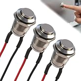 3 Pieces Waterproof Push Button, Round Metal Push Button 12 mm 2A, Waterproof Switch 12 V 24 V 125 V 220 V, High Head, Waterp