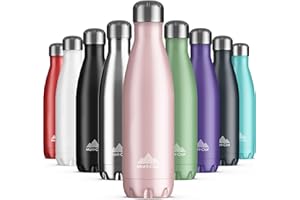 Mont-Clair Botella Agua Acero Inoxidable - Botella Termica sin BPA, 12h de Bebida Caliente y 24h de Bebida Fría, Termo agua con pared Doble Aislamiento, Botella Isotermica 500ml - Rosa