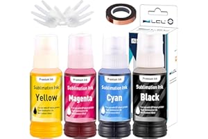 LCL 400ML Recharge d'encre à Sublimation Remplacement pour Epson EcoTank ET-2700 ET-2750 ET-2751 ET-2756 ET-3700 ET-2850 for Heat Transfer Mug, Tumbler, T Shirts(Autofill/Upgrade Version/ICC Free)